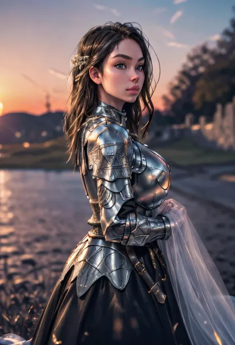 (masterpiece), (extremely intricate:1.3), (realistic), photo of a girl, the most beautiful in the world, (medieval armor), upper body, outdoors, far away castle, professional photograph of a stunning woman detailed, sharp focus, dramatic, award winning, cinematic lighting, volumetrics dtx, (film grain, blurry background, blurry foreground, bokeh, depth of field, sunset, motion blur:1.3), 4k, 8k, hd, hdr,  <lora:KnightT:0.8> KnightT, armor <lora:more_details:0.8> <lora:th3p1t_b:0.6> th3p1t