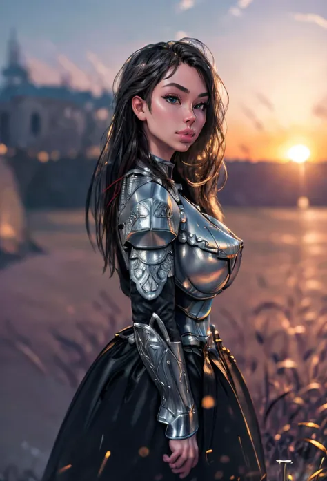 (masterpiece), (extremely intricate:1.3), (realistic), photo of a girl, the most beautiful in the world, (medieval armor), upper body, outdoors, far away castle, professional photograph of a stunning woman detailed, sharp focus, dramatic, award winning, cinematic lighting, volumetrics dtx, (film grain, blurry background, blurry foreground, bokeh, depth of field, sunset, motion blur:1.3), 4k, 8k, hd, hdr,  <lora:KnightT:0.8> KnightT, armor <lora:more_details:0.8> <lora:th3p1t_b:0.8> th3p1t