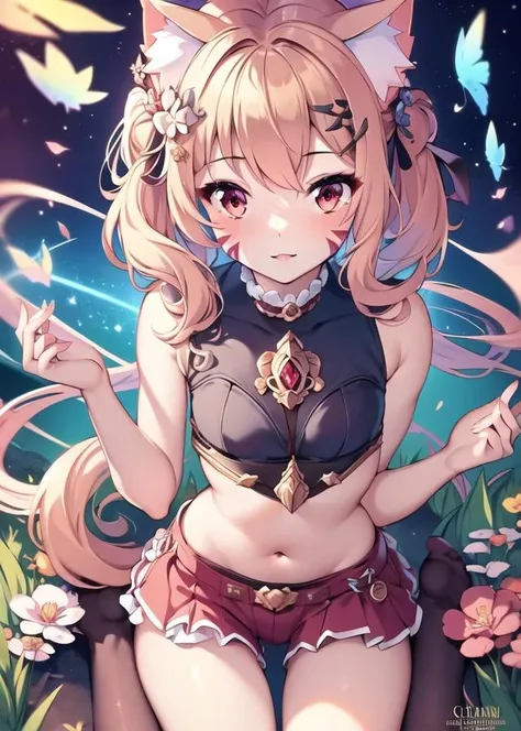((masterpiece)), fullbody, stand, pose, (fantasy style :1.2)
(1girl), squchan, squchanshortwear, animal ears, shaded, soft light,
natural skin texture, complex background <lora:Squchan:0.7>
