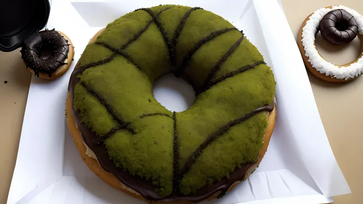 <lora:mosscovered:0.7>, moss, doughnut, horror theme, medium shot, old , (Masterpiece:1.3) (best quality:1.2) (high quality:1.1)