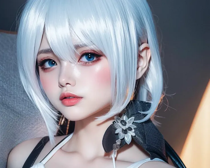 masterpiece, best quality, ultra-detailed, illustration,
1girl, white hair,
