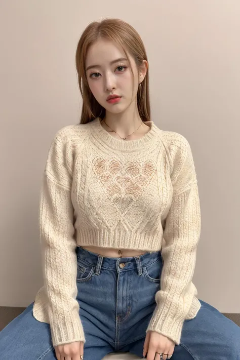 (masterpiece, best quality, 8k, RAW photo, beautiful and aesthetic:1.2), complex detail, Indirect light, photorealistic,
((woman:1.5)),
Cropped Sweater and Wide-Leg Cropped Jeans,
<lora:WhiteSSin:1> whitessin,