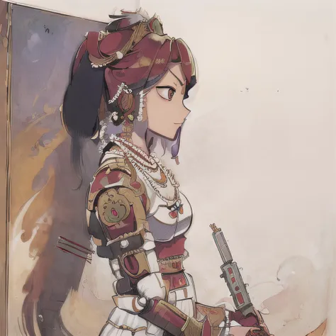 (mughal miniature painting of a robot:1.3), red, gun,(side view, 2D:1.6), charecter design, game,png, angry, white background,
<lora:MughalMini:1>