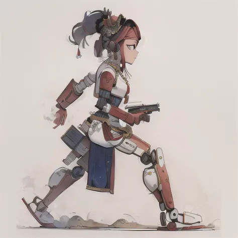 (mughal miniature painting of a robot:1.2), red, gun,(side view, 2D:1.6), charecter design, game,png, angry, white background,
<lora:MughalMini:1>
