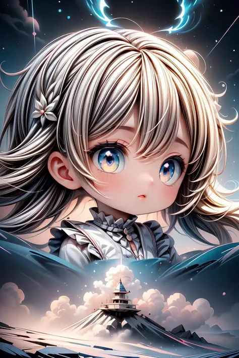 (destruction war theme:1.3),professional_artwork,best_quality,1girl,cute,kawaii,petite,((Breathtaking)), ((Vibrant)), ((Unforgettable)), ((Mind-blowing)), ((Spectacular)), ((Impressive)), concept art, Conceptual art, Visual representation, Illustrative concept, ethereal lighting, Magical lighting, Transcendent atmosphere, Dreamlike light,close-up