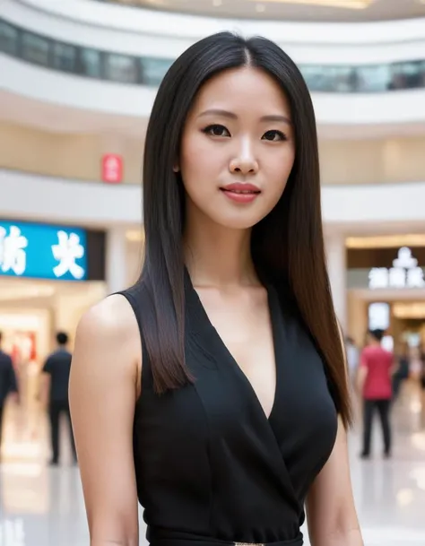 <lora:barbiefy:1.0> China,  a young beautiful woman at a mall