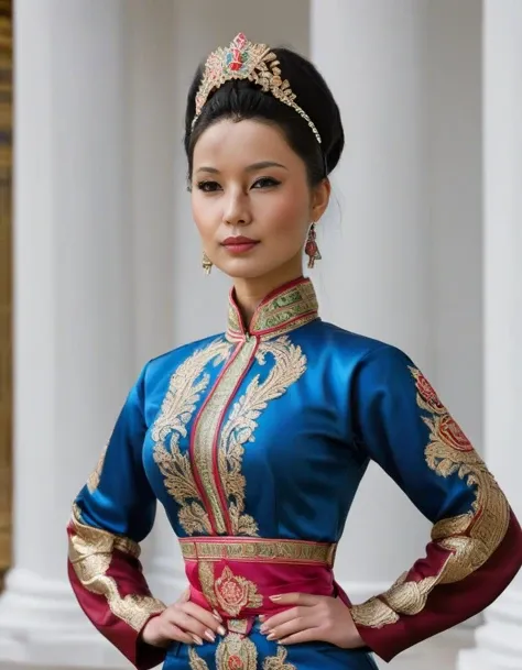 <lora:barbiefy:1.25> Mongolia,  a young beautiful woman at at the whitehouse