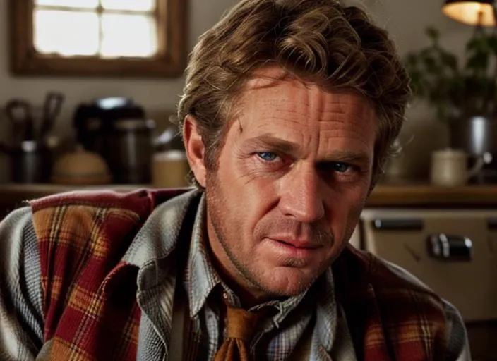 full color portrait of sm1, wearing Plaid Flannel Shirt, Denim Vest, Corduroy Pants, Stetson Hat, Work Boots
a man, masterpiece, best quality, sharp focus, 8k highres, ultra-detailed, rim light, (white background:1.0), <lora:SteveMcQueen:0.9>