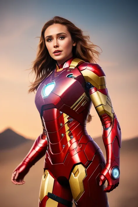 extremely detailed photo of a woman wearing iron man armor, loraelizabeth, 8k uhd, RAW photography, model photoshoot,
