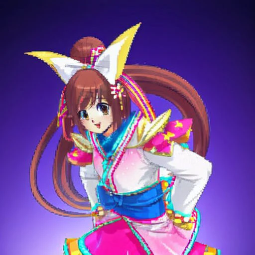 <lora:PokemonConquest:0.8> warriorfull, PokemonConquest, 1girl, bow, brown_hair, long_hair, solo, transparent_background