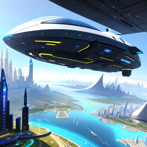 A futuristic city with flying cars and robots, fantasy world<lora:openjourneyLora:1.0>