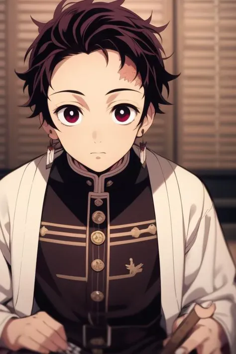 masterpiece, best quality, high quality, 1boy, solo, male focus, looking at viewer, upper body, <lora:kamado_tanjirou:0.70>, kamado_tanjirou, <lora:animemix_v3_offset:0.25>