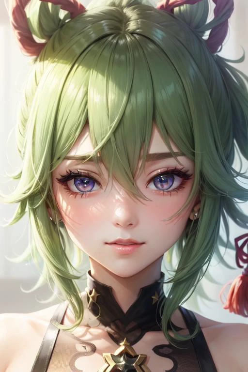 ((closeup, closeup shot, face, detailed eyes)), extreme details, shiny, shiny hair, shiny clothes,
<lora:kuki_shinobu-000013:.75> kuki shinobu \(genshin impact\), green_hair