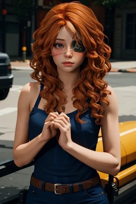Nova, of course, is nice and cute. <lora:CHA Nova-20:0.8:hr=0.4> nova Orange hair Curly hair Eyepatch ultra-detailed intricate masterpiece professional (bokeh:0.6) 4k (highlights and shadows:0.4)