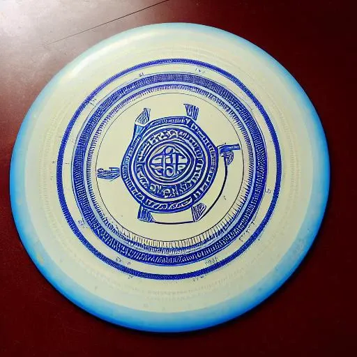 a dgdisc with intricate geometric patterns on a wooden table