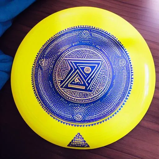 a dgdisc with intricate geometric patterns on a wooden table