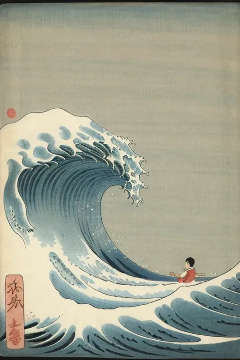 Hiroshige, ((tsunami, huge wave))