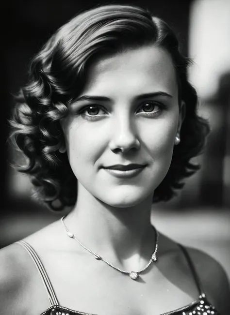 A 1930s professional photograph of sks woman, ((detailed face)), (High Detail), Sharp, 8k, ((bokeh)), <lora:locon_millie_v1_from_v2_64_32:1.3>