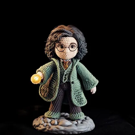 <lora:knitting:0.9> crochet figure, harry potter