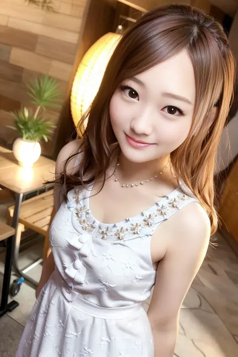 (skin blemish:1.2), (skindentation), black eye, 1woman, 25yo, (((woman))), solo, realistic, best quality, photorealistic, masterpiece, 8k, high res, solo, extremely detailed face, (professional lighting, bokeh), (light particles, lens flare, glowing particles:0.6), (dynamic pose:1.2), soft lighting, top angle view, fashionable and trendy atmosphere, japan, street, tokyo, harbour, skytree, tokyo tower, ((daytime)), sky, ((looking at the viewer:1)), (looking at the camera),(portrait:0.6), cowboy shot, gorgeous, standing, keep original facial proportion, wide shoulder, full body, (small breast), (medium hair), brown hair, floating hair, lips, lipstick, seductive smile, floating hair, smile, open_mouth, teeth, (flowery pattern summer dress:1), eyelashes, mole, (mole under eye:1), <lora:AV_yuzukiH:0.8>