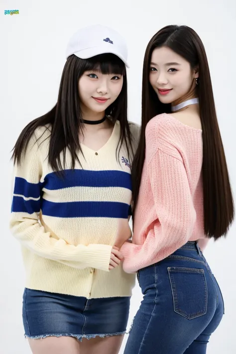 best quality, masterpiece, (photorealistic:1.4), 2 girls, sweater, Choker, cap, friends, in school, girls in high school:1.2, sexy body, ass, asian girls, <lora:GKorean-01:0.8>