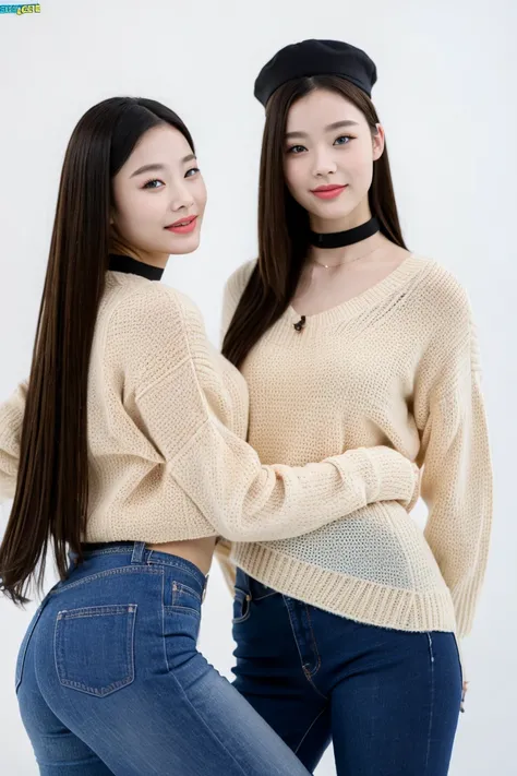 best quality, masterpiece, (photorealistic:1.4), 2 girls, sweater, Choker, cap, friends, in school, girls in high school:1.2, sexy body, ass, asian girls, <lora:GKorean-01:0.8>