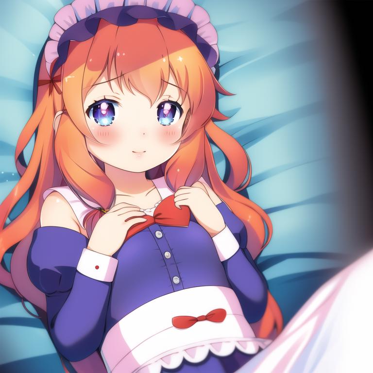 Anime girl with long red hair and a bow tie - SeaArt AI