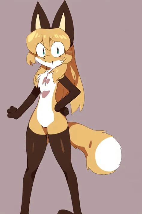 illustration, cartoon, 1girl, full body, <lora:Averiv0.1:1>, averi, fox girl, simple background