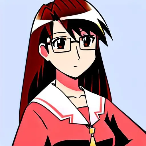<lora:KoyomiLoRA:1>, 1girl, solo, (full body), koyomi mizuhara, black glasses, brown hair, long hair, brown eyes, looking at viewer, school uniform, serafuku, red shirt, simple background, (white background)