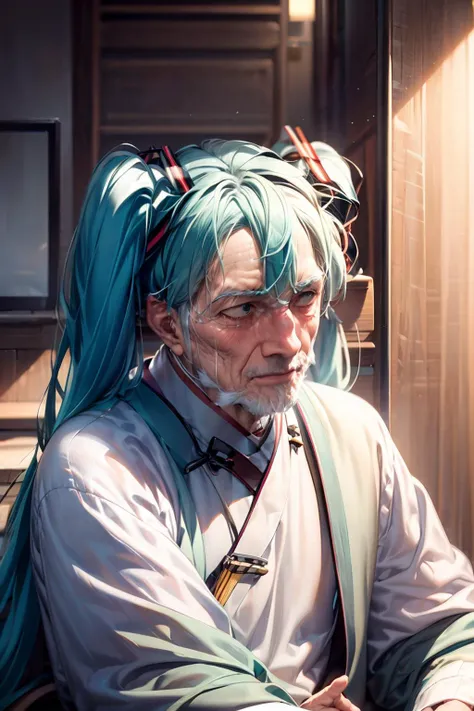 masterpiece, best quality,1boy,old man,male focus,manku,chinese clothes,hanfu, <lora:manku:1>