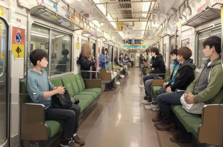 best quality, ultra-detailed, illustration,
JNR205, train interior, indoors, scenery, multiple boys, sitting, 6+boys, multiple girls, mouth mask, mask, bag, black hair, sleeping, train station, hoodie, 6+girls, short hair, indoors, hood, pants, backpack, brown hair, standing, jacket, holding, realistic, photo background, photo (medium)
<lora:JNR205_SD15_V3_DIM4:1>