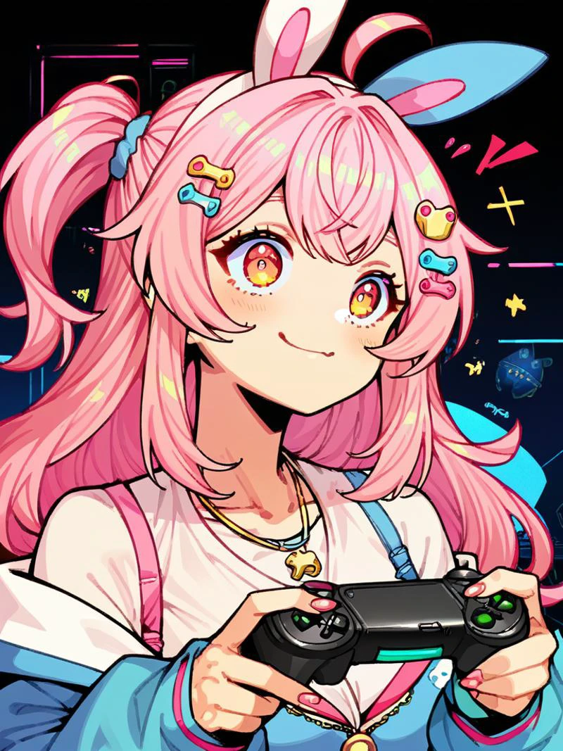 pipkin pippa, dohna dohna, ps4 controller, pink hair
score_8_up <lora:Dohna Dohna hentai:1> <lora:PipkinPippaV4Pony:.61>