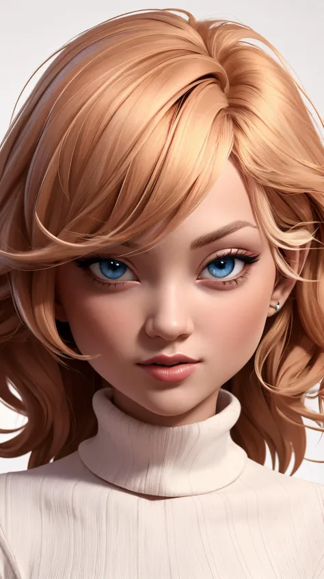 dakotaskyev2:1.2 as cartoon character, sfw, casual dressed, turtleneck, upper body, intricate, sharp focus, soft lighting, vibrant colors, masterpiece, (frontal), detailed eyes, advertising studio lights, frontal led light ring, smooth shadows, bokeh background, Hyper Realistic Photography, Hyperdetail, UHD, Color orrection, HDR, color grading, hyper realistic (white background)
