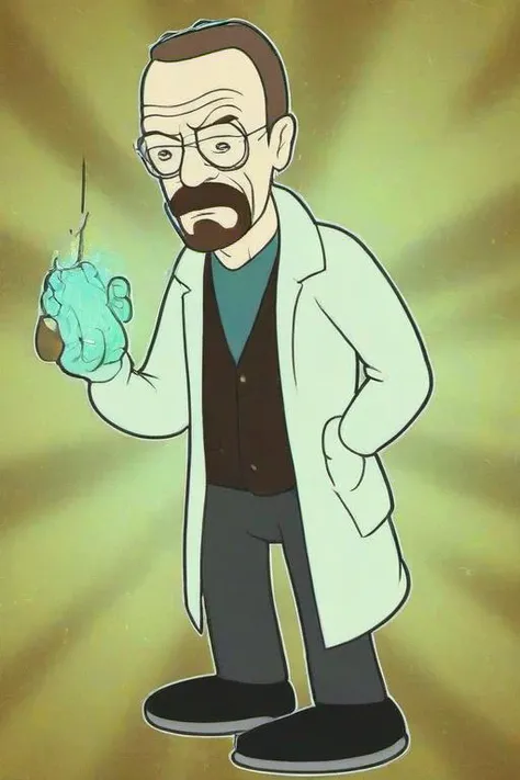 <lora:PE_OldCartoonStyle:0.9> PEOldCartoonStyle,Cartoon,
walter white breaking bad,alechemy lab