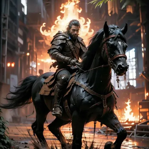 Best quality,masterpiece,ultra high res,
1boy,armor,riding,male focus,horse,beard,tree,solo,weapon,facial hair,sword,horseback riding,
<lora:ws4:0.7>,
