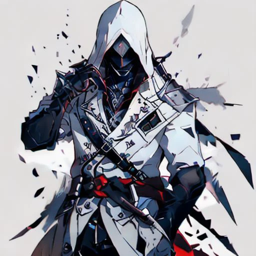 boy with grey hair, knife in hand, evil, evil smile, MEvil