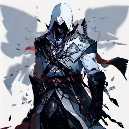 boy with grey hair, knife in hand, evil, evil smile, MEvil