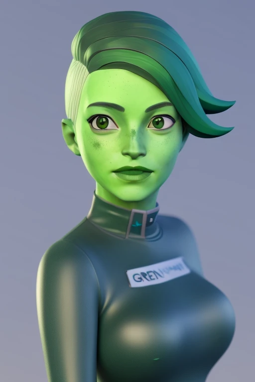<lora:tendi-Lora:1> a high quality 3d render of tendi with green skin and green hair