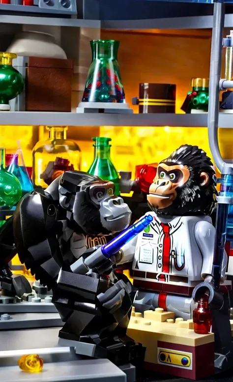 <lora:add-detail-xl:1> <lora:SOAP_LoRA:0.8> <lora:LowRA:0.3> lego creator, cinematic shot, dramatic lighting, minifig of a scientist gorilla in the lab, <lora:lego_v2.0_XL_32:0.8>