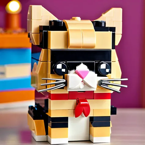 RAW photo, LEGO BrickHeadz, <lora:lego_v1.1:0.8> an Exotic Shorthair cat, (high detailed skin:1.2), 8k uhd, dslr, soft lighting, high quality