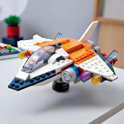 a photo of LEGO Creator, a spaceship, <lora:lego_v2.0_XL_32:0.8> 8k, ultra detailed, high quality, cute