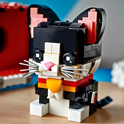 RAW photo, LEGO BrickHeadz, <lora:lego_v1.1:0.8> an American Shorthair cat, (high detailed skin:1.2), 8k uhd, dslr, soft lighting, high quality