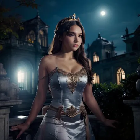 closed shot, upper body, (A fantasy princess, <lora:gcatg:0.5>) in a dark palace garden at night, <lora:Aether_Ghost_v1.1_LoRA:1>)