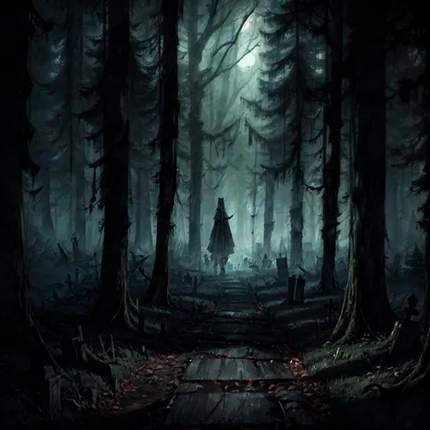 (a late night walk), (through the haunted woods), (with a menacing shadowy figure in the distance), <lora:The_Deep_Dark_Forest:0.8>, <lora:add_detail:0.6>, very detailed, <lora:more_details:0.6>, high quality, highres, masterpiece, best quality, 8k, intricate, detailed