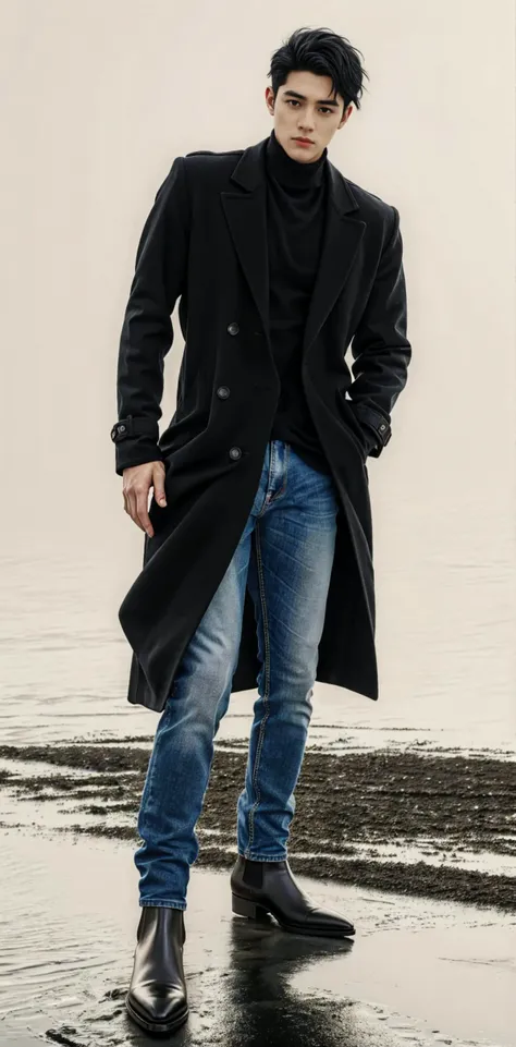 (outdoors:1.5), standing on street, day, day time, soft light, 8K RAW photo, natural light,
(hands in pockets:1.5),
chelsea boots,
(overcoat, unbuttoned shirt, skinny jeans:1.3), tight jeans,
1boy, handsome,young, (short black hair:1.5), (beautiful eyes:1.2),
<lora:GoodHands-beta2:1>,perfect hands, five fingers,
muscular, abs, pectorals,
best quality,masterpiece,ultra highres,photorealistic,realistic,
<lora:asianmale_v10:0.2>, <lora:betaboy:0.2>, <lora:menhard:0.2>
