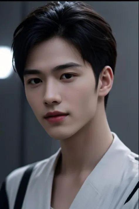 (masterpiece:1.21),(bestquality:1.21),8k,high detailed,ultra-detailed,photography,award winning,documentary,Original Photo,Realisticity,solo,Studio lighting,High resolution scan,physically-based rendering,Cinematic Lighting,award winning work,depth of field,(low saturation:1.3),(1boy;1.4:1.1),a male,male focus,silm,Asian,handsome face,Well-Proportioned Hands,Real Skin Texture,White Marble Glowing Skin,model,thick eyebrows,(random_color_ Fashion_clothing:1.45),(random colo background:1.1),close-up view,(random stylish pose action:1.1),(portrait:1.22),Slicked Back with Mid Fade,Kind Smile