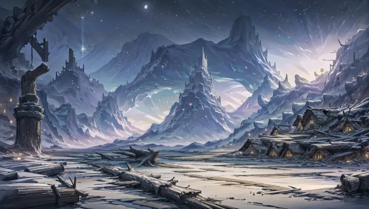 ((masterpiece:1.4,best quality)), cloud, outdoors, (dessert:1.6),bloom, sparkle, ( mountain line in background:1.2),
scenery, sky, (log cabin:1.4), trees,
(night:1.4), one moon, moonlight, high detail, abundant, 8k, high detail, wallpaper,
<lora:Freljord:0.7>,freljord,
<lora:nighcore:0.3>,night sky