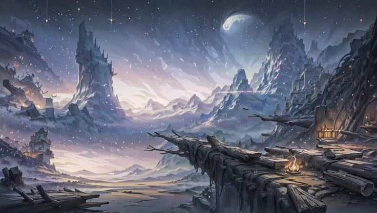 ((masterpiece:1.4,best quality)), cloud, outdoors, (dessert:1.6),bloom, sparkle, ( mountain line in background:1.2),
scenery, sky, (log cabin:1.4), trees,
(night:1.4), one moon, moonlight, high detail, abundant, 8k, high detail, wallpaper,
<lora:Freljord:0.7>,freljord,
<lora:nighcore:0.3>,night sky