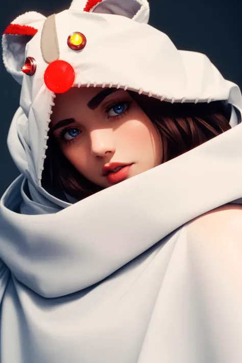 headband, moogle, animal hood, white cloak, <lora:yuffie-nvwls-v4:1>, (sharp focus:1.2), portrait, ((posing)), (beautiful face:1.1), detailed eyes, luscious lips, ((skindentation)), (bright studio lighting:1.2), depth of field, bokeh, 4K, HD