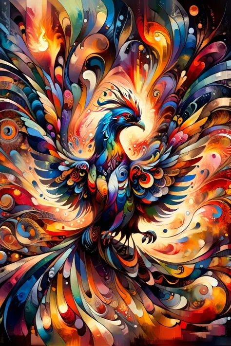 ral-colorswirl,<lora:ral-colorswirl-sdxl:1>,oil and watercolor painting,<lora:oil_and_watercolor_painting:0.7>,
A decorative painting of Color Swirl,Abstraction,
Masterpiece,best quality,ultra detailed,detailed,(zentangle, mandala, tangle, entangle),(ecstasy of Fire Phoenix:1.2) dynamic angle,cowboyshot,the most beautiful form of chaos,elegant,a brutalist designed,vivid colours,romanticism,atmospheric,